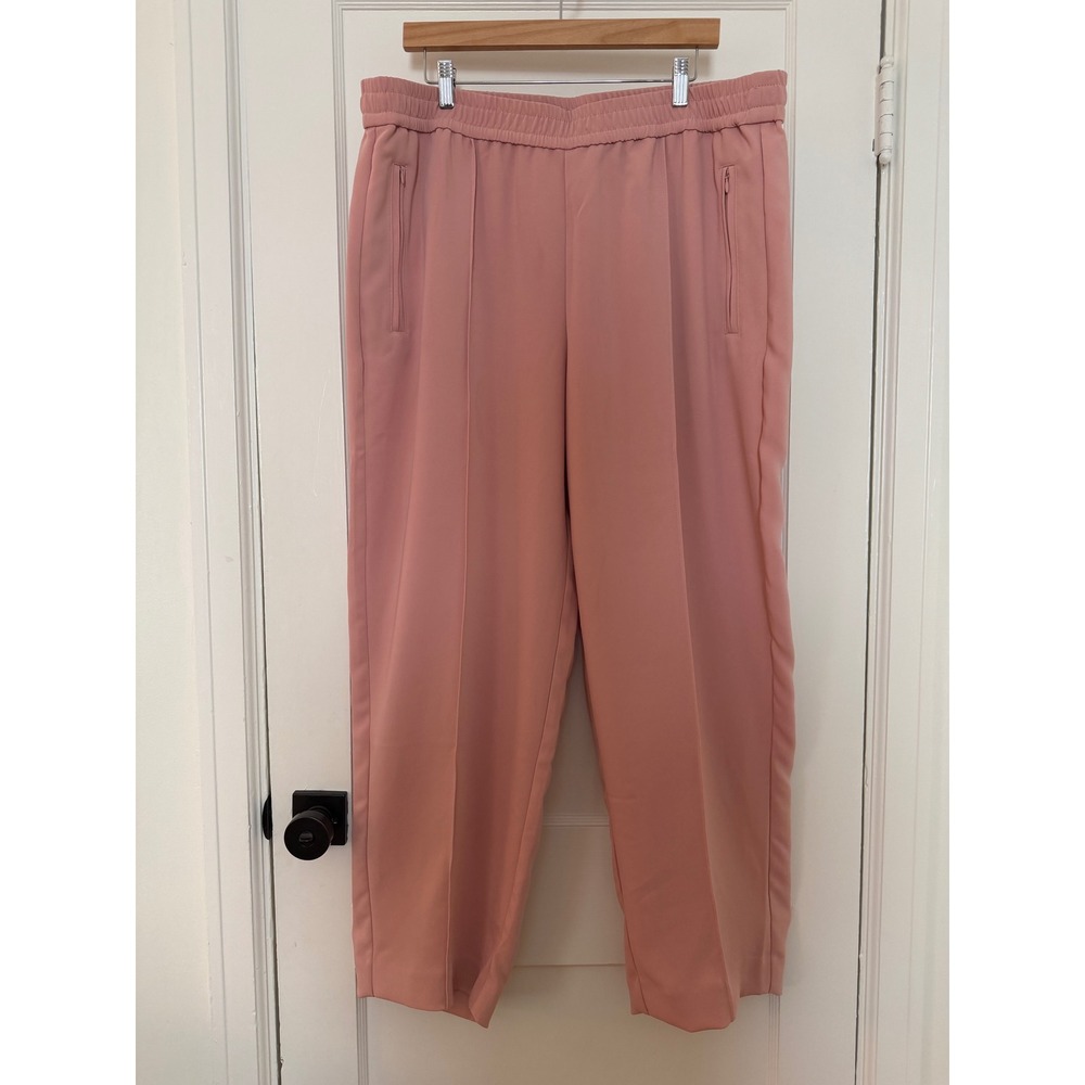 Chicos Womens Pink Elastic Waist Straight Leg Trousers Size 3.5T/18T Travel Chic